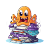 Lernoctopus mit Bücherstapel