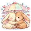 Love bunny umbrella cuddle