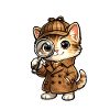 Cat detective with magnifying glass
