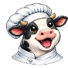 Mignonne Vache en dessin animé Cuisinier