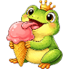 Süßer Frosch König mit Eis