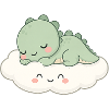 Sleeping dinosaur on cloud