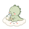 Bébé Dino mignon avec biberon