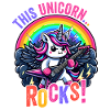 Einhorn rockt mit Regenbogen-Gitarre