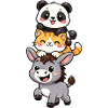 Panda, Cat, Donkey