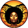 Afro portrait in sunset safari