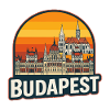 Budapest-Ungarn Retro-Sonnenuntergangs-Skyline-Design