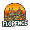 Florence Italy Retro Sunset Skyline Art