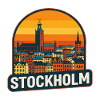 Stockholm Suède Retro Sunset Skyline Design