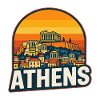 Athens Skyline Retro Sunset Parthenon Art