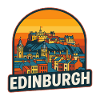 Edinburgh Skyline Retro Sunset Castle Design