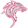 Aggressive pink stylized tribal wolf