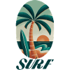 Surf Palm Tree and Beach