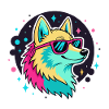 Neon Wolf with Cool Glasses