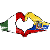 Italy Ecuador flag heart used