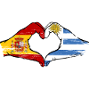 Flaggenherz Spanien Uruguay used