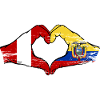 Peru Ecuador Flags Heart Used