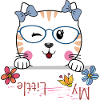 Cat with glasses and flowers