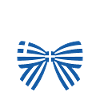 GREECE lettering and blue and white bow