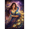 Mystical Indian Woman with Peacock