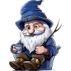 Blue forest gnome with mug