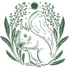 Squirrel in a wreath of leaves