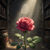 Rose Amidst Library Light