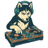 Husky DJ Retro Design: Hund vid mixbordet
