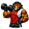 Power bear in the fitness gym