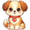Cuddly dog with heart pendant