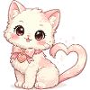 Pastel cat with heart bow