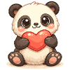 Cuddly Panda Heart Love