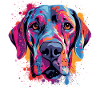 Bunte Dogge-Splash-Art