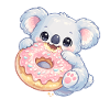 Cuddly koala with donut