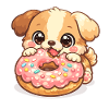 Small dog and donut