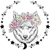 Wolf Flower Crown Drawing