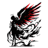 Black Angel with Red Wings