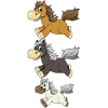 Three Galloping Horses Comic Design