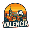 Valencia Espagne Retro Sunset Skyline Design