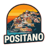 Positano Amalfi Coast Retro Sunset Design