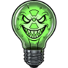 Green Grin Light Bulb Cartoon