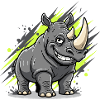 Grinning Rhino Graffiti Style