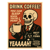 Coffee Skull Retro Poster