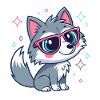 Loup mignon chic aux lunettes roses