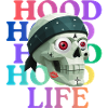 Hood Life Skull T-Shirt design.