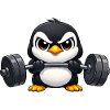 Penguin with Dumbbell Fitness Cartoon