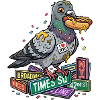 Clever pigeon on stack of books