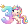Ho 3 anni di compleanno della ragazza unicorno di Kawaii
