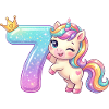 Ich bin 7 Kawaii Einhorn Mädchen Geburtstag