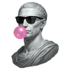 Caesar med solglasögon och tuggummi